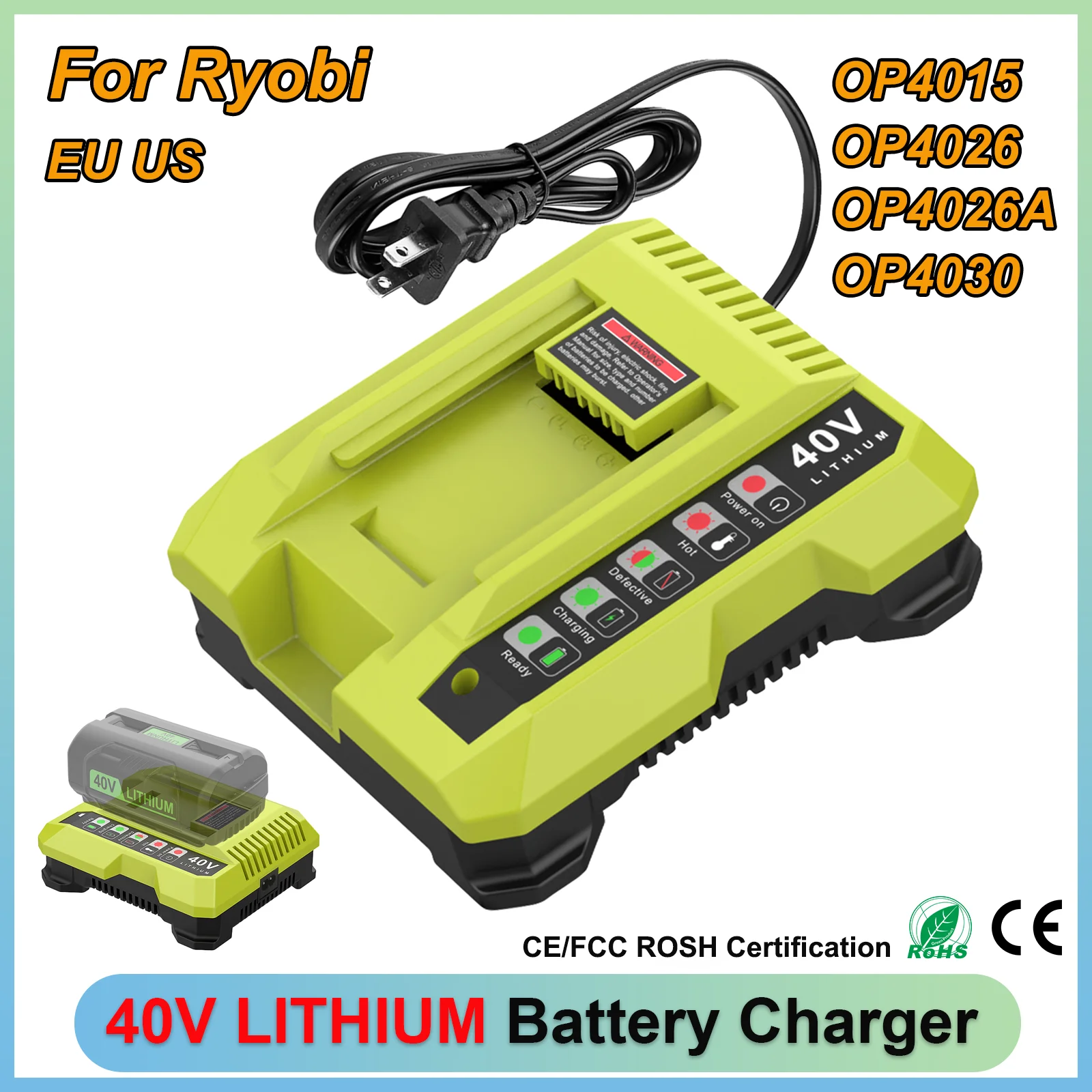 For Ryobi 40V Charger Li-ion Battery Charger Compatible For Ryobi Lithium-ion Battery OP4015 OP4026 OP4026A OP4030 OP4050A
For Ryobi 40V Charger Li-ion Battery Charger Compatible For Ryobi Lithium-ion Battery OP4015 OP4026 OP4026A OP4030 OP4050A