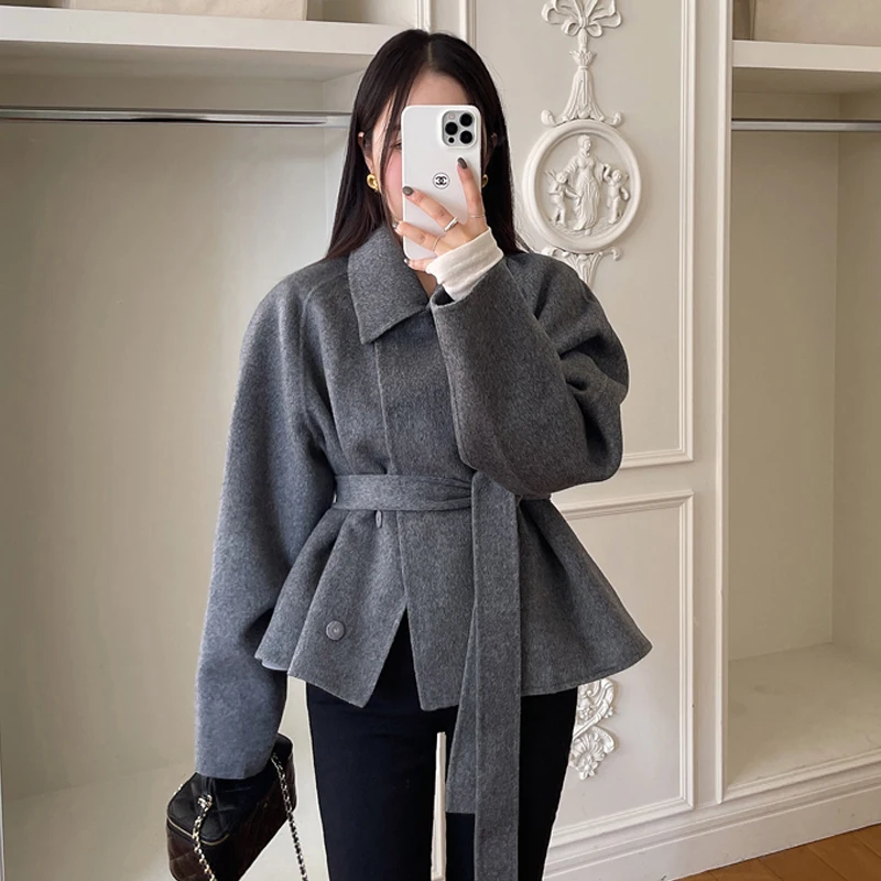 Ele Winter Women's Long Sve Woolen Coat Waist-Cinching Belted Single Button Versatile Small Size Faion Outerwear
Ele Winter Women's Long Sve Woolen Coat Waist-Cinching Belted Single Button Versatile Small Size Faion Outerwear