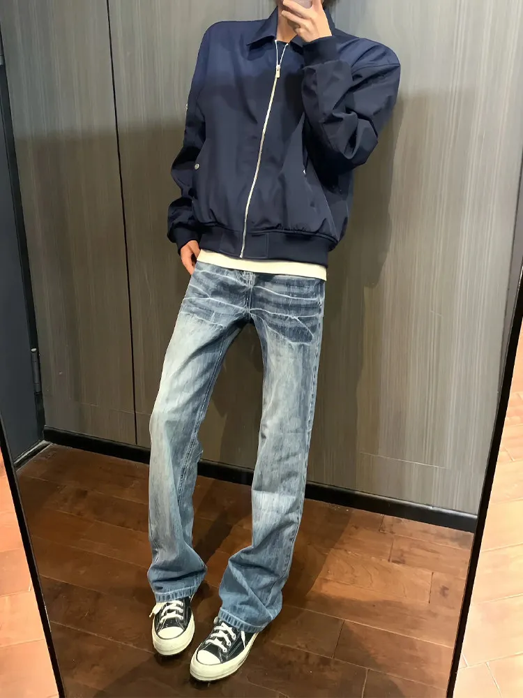 Blue Washed Lightning Pattern Flared Jeans Men's Summer American Retro Straight Leg Lengthening Knife Jeans
Blue Washed Lightning Pattern Flared Jeans Men's Summer American Retro Straight Leg Lengthening Knife Jeans