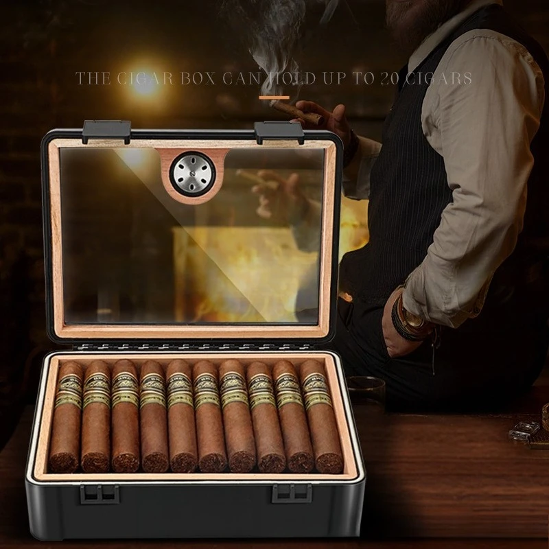 Cigar Moisturizer Spanish Cedar Wooden Box Packaging Large Capacity Storage Wooden Cigar Box Moisturizer Alcoholization
Cigar Moisturizer Spanish Cedar Wooden Box Packaging Large Capacity Storage Wooden Cigar Box Moisturizer Alcoholization
