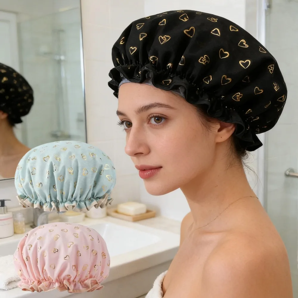 Водонепроницаемая шапочка для душа с принтом в виде сердечек, двухслойная, эластичная, многоразовая, с волнистым узором, для защиты волос, принадлежности для ванной комнаты
Водонепроницаемая шапочка для душа с принтом в виде сердечек, двухслойная, эластичная, многоразовая, с волнистым узором, для защиты волос, принадлежности для ванной комнаты
