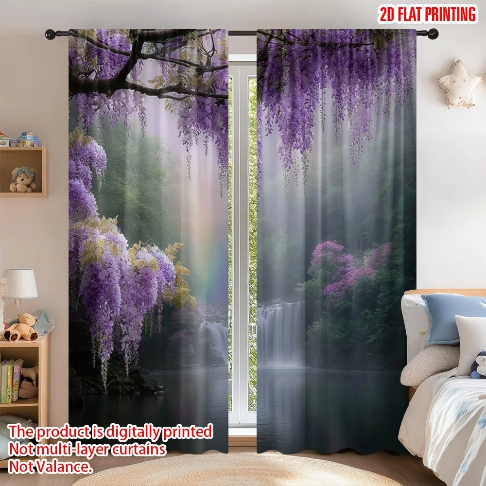 2D flat printing 2pcs Curtain Curtains Spring Cascade with Wisteria Digital Printed Polyester Drapes Family Party Decoration Use
2D flat printing 2pcs Curtain Curtains Spring Cascade with Wisteria Digital Printed Polyester Drapes Family Party Decoration Use