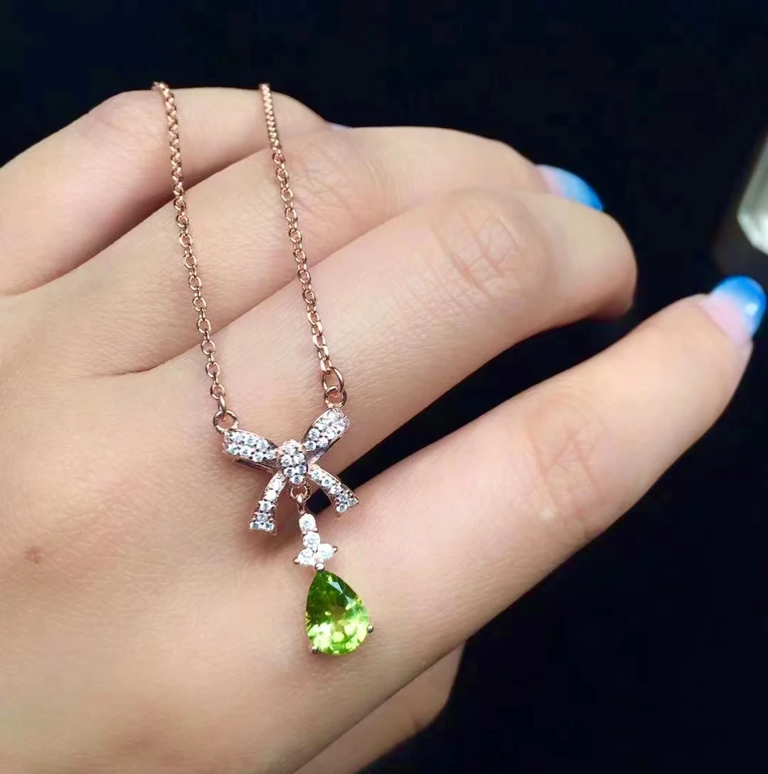 Fashion Silver Bow Tie Gemstone Pendant for Daily Wear 6mm*8mm Natural Peridot Pendant 925 Sterling Silver Peridot Necklace
Fashion Silver Bow Tie Gemstone Pendant for Daily Wear 6mm*8mm Natural Peridot Pendant 925 Sterling Silver Peridot Necklace