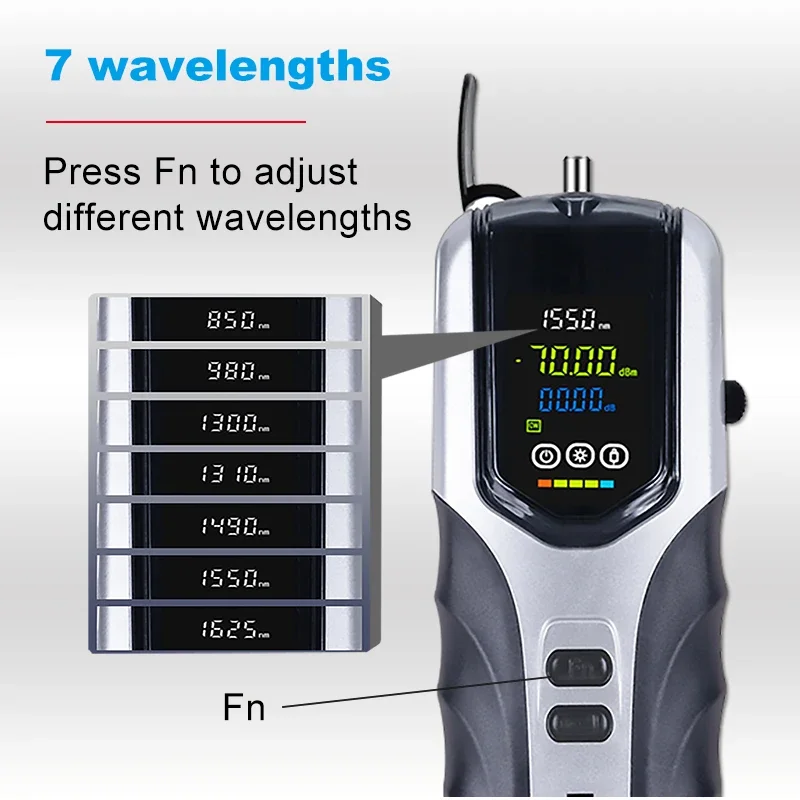 G7 High Precision Rechargeable Optical Power Meter, Color LCD Screen, Fiber Handheld, OPM, FC, ST, SC Connector
G7 High Precision Rechargeable Optical Power Meter, Color LCD Screen, Fiber Handheld, OPM, FC, ST, SC Connector