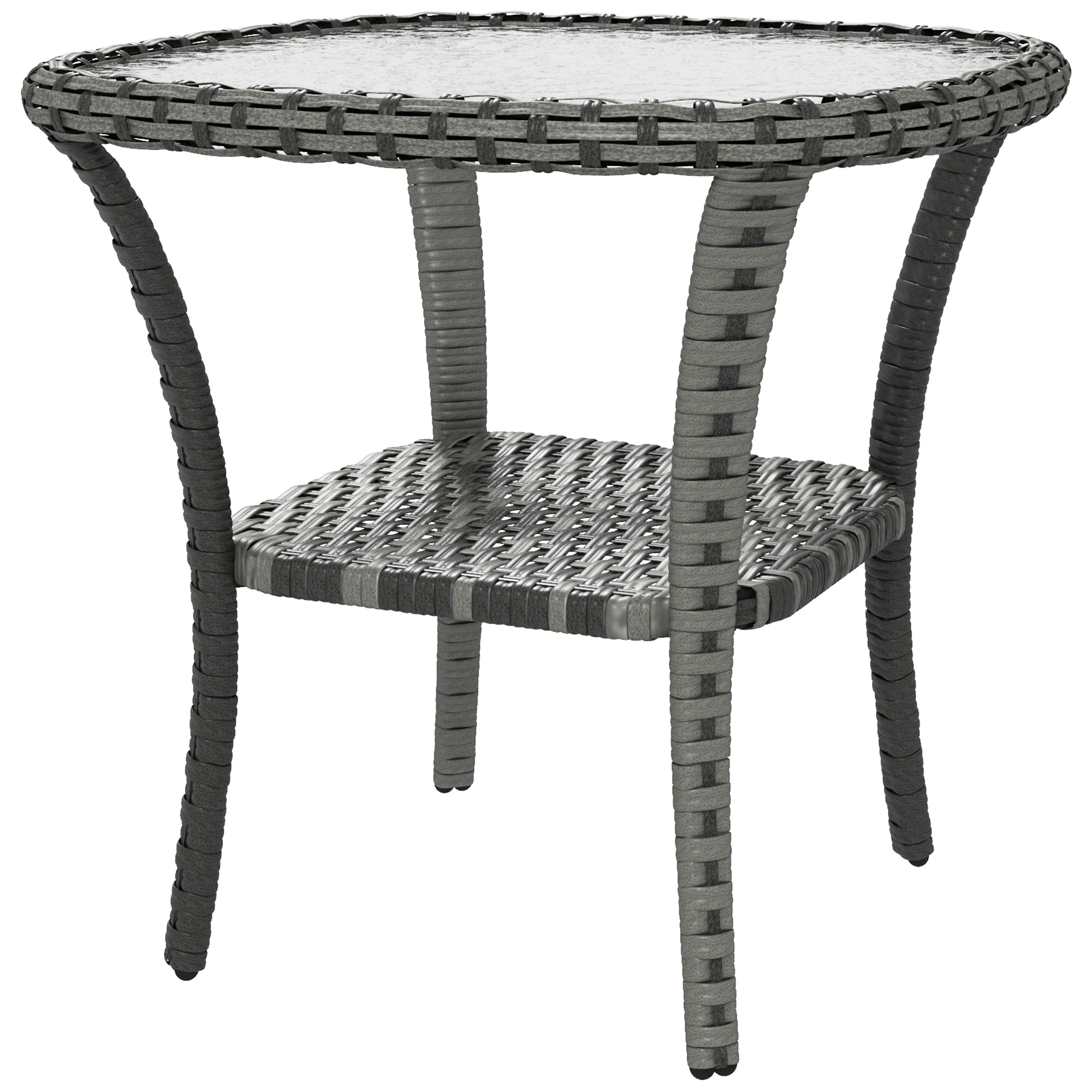 Handwoven Wicker Outdoor Coffee Table with Storage Shelf Round Rattan Side Table Water Ripple Glass Top Mixed Gray for Patio
Handwoven Wicker Outdoor Coffee Table with Storage Shelf Round Rattan Side Table Water Ripple Glass Top Mixed Gray for Patio