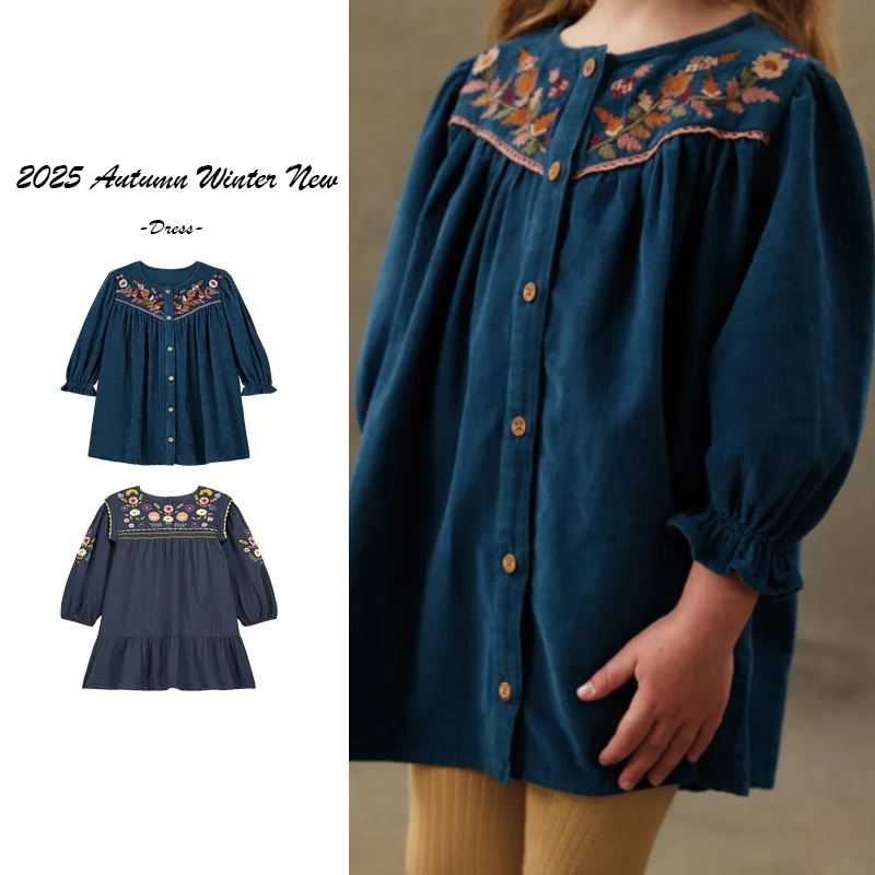 2025 Autumn New LM Brand GIRL's Corduroy Long Sleeved Dress Hand Embroidered Style Navy Blue Boutique Dress Girls Casual Dresses
2025 Autumn New LM Brand GIRL's Corduroy Long Sleeved Dress Hand Embroidered Style Navy Blue Boutique Dress Girls Casual Dresses