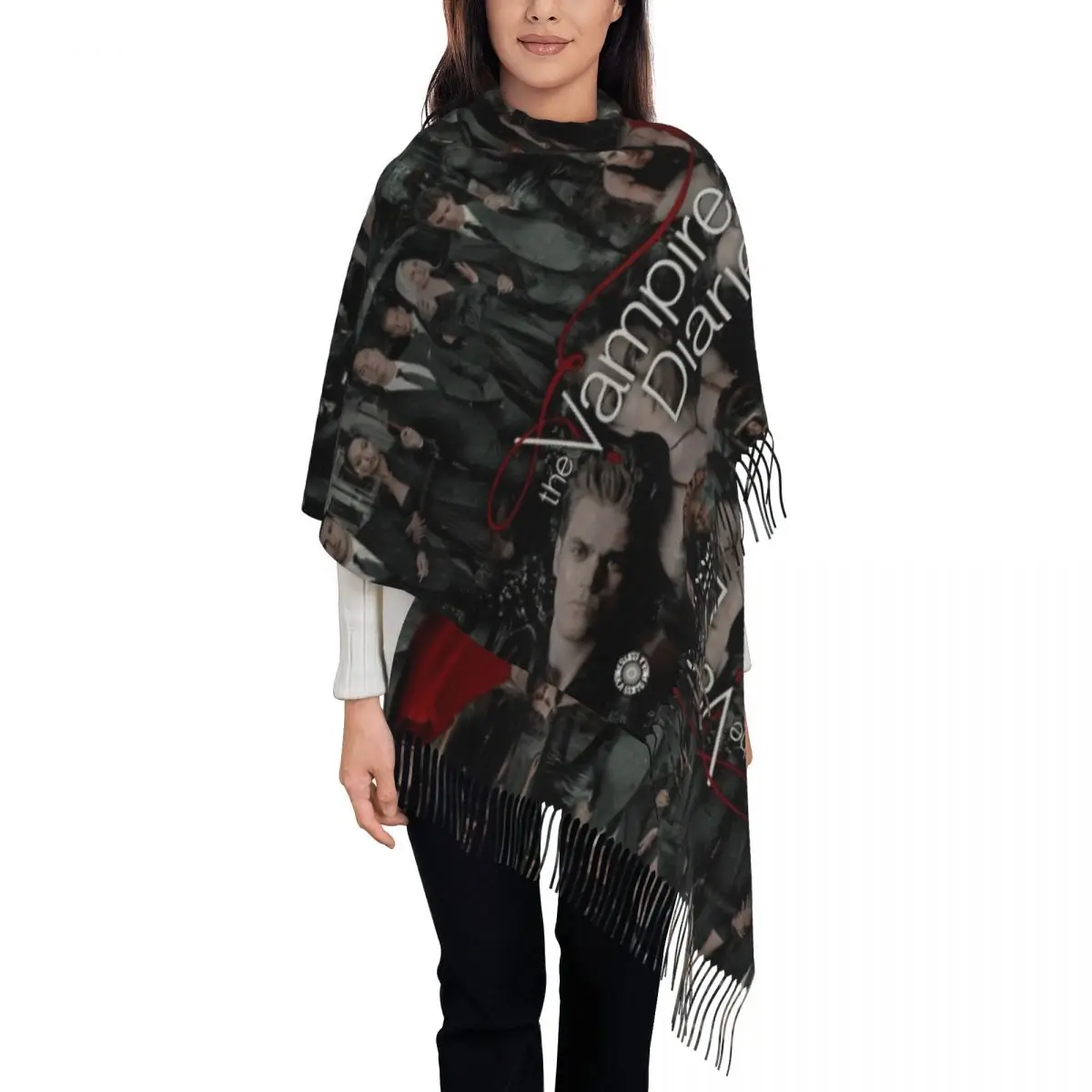 Женский шарф с кисточками «Дневники вампира», длинная супермягкая шаль и накидка ужасов, темная фантазия, повседневная одежда, шарфы из пашмины
Женский шарф с кисточками «Дневники вампира», длинная супермягкая шаль и накидка ужасов, темная фантазия, повседневная одежда, шарфы из пашмины