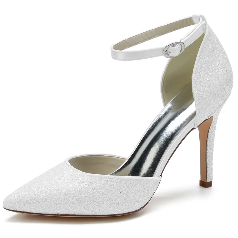 High Heel Wedding Shoes for Bride Pointed Toe Sequin Ankle Buckle Strap Women Pumps for Bridal Prom Evening Formal Party Heels
High Heel Wedding Shoes for Bride Pointed Toe Sequin Ankle Buckle Strap Women Pumps for Bridal Prom Evening Formal Party Heels