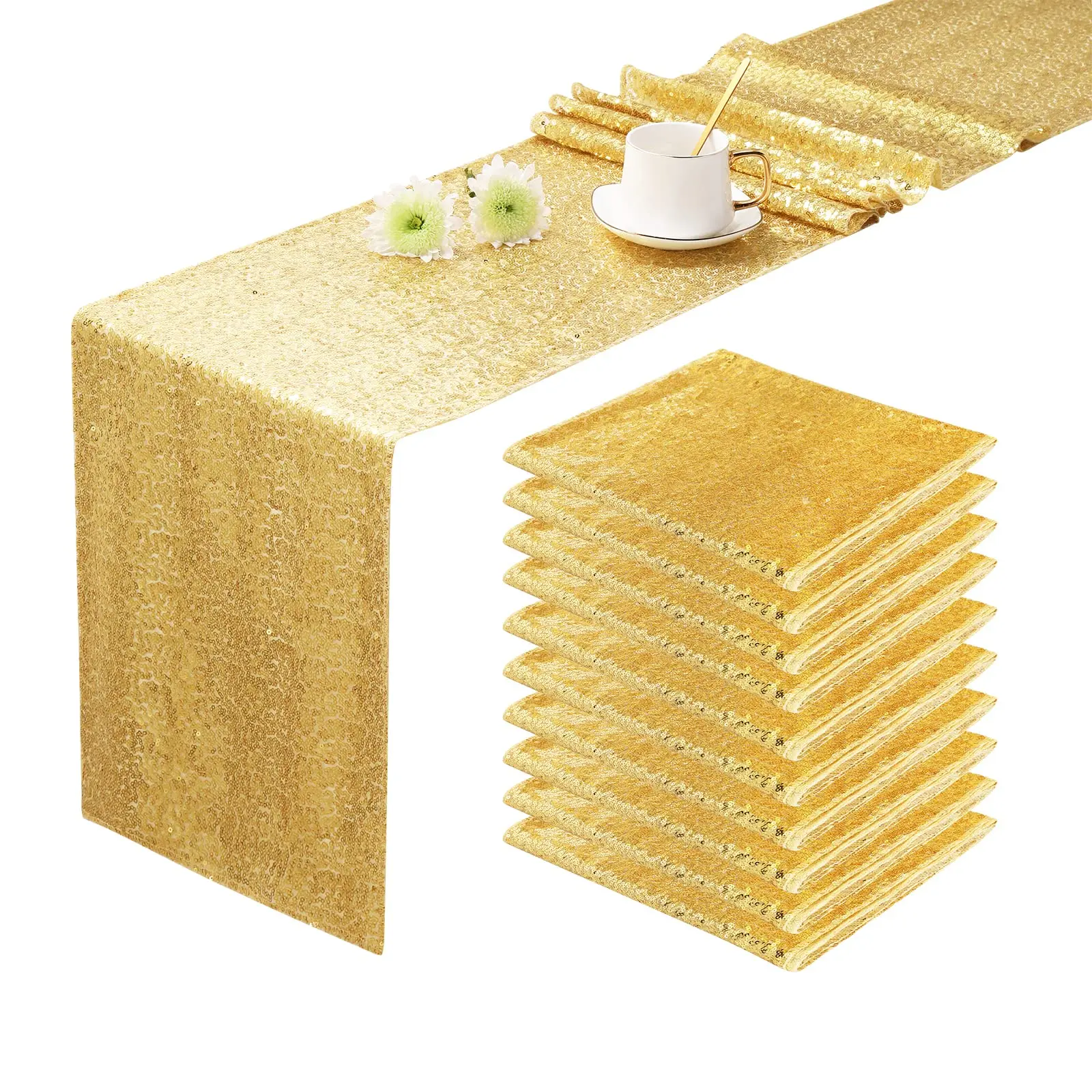 10PCS sequin Wedding Table Runner Gold Table Setting Gauze Sheer Vintage Christmas Dining Birthday Party Table Decor
10PCS sequin Wedding Table Runner Gold Table Setting Gauze Sheer Vintage Christmas Dining Birthday Party Table Decor