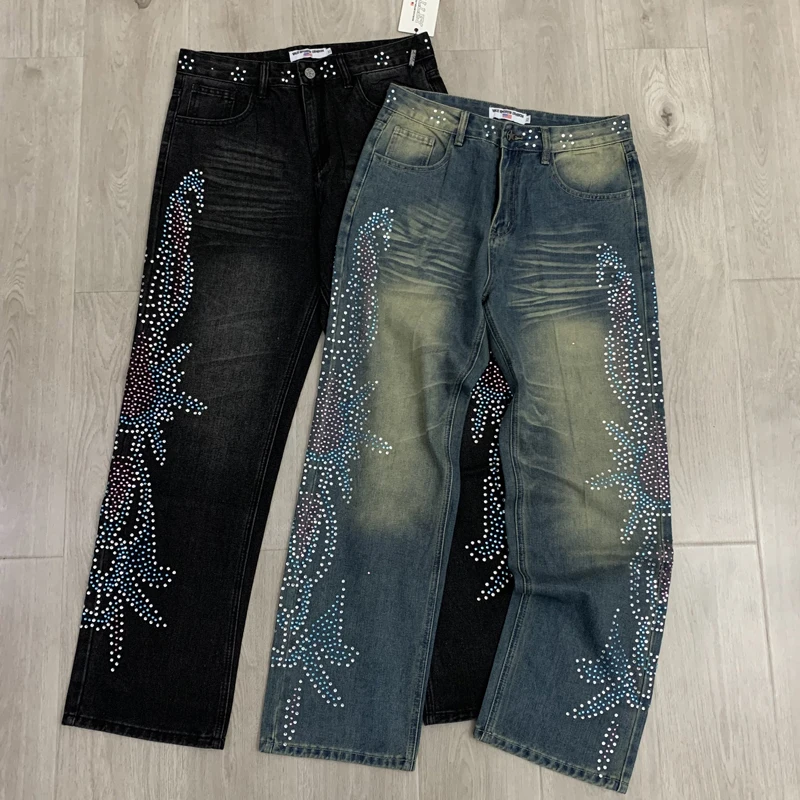 2026 American Style Vintage Men's Loose Straight Vale Jeans Summer Trend High Street Glittering Diamond Pants
2026 American Style Vintage Men's Loose Straight Vale Jeans Summer Trend High Street Glittering Diamond Pants