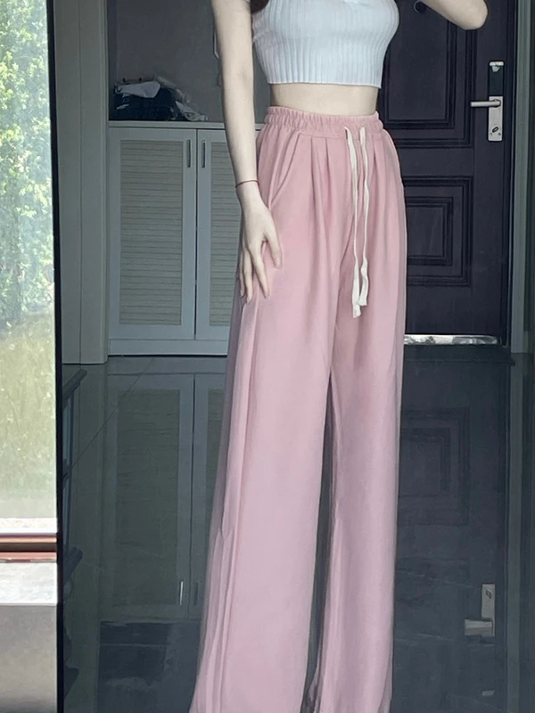 High Waist Drawstring Loose Women's Casual Pants Summer 2025 Slimming Effect Pink Wide Leg Sports Long Trousers
High Waist Drawstring Loose Women's Casual Pants Summer 2025 Slimming Effect Pink Wide Leg Sports Long Trousers