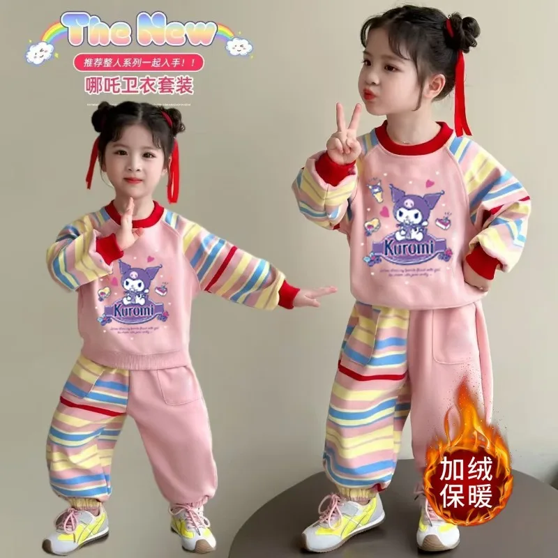 Kuromi Anime Kawaii Sanrio Long Sleeve Shirt Pants Cute Cartoon Baby Hoodie Casual Two-piece Set Clothes Gifts for Kids 
Kuromi Anime Kawaii Sanrio Long Sleeve Shirt Pants Cute Cartoon Baby Hoodie Casual Two-piece Set Clothes Gifts for Kids