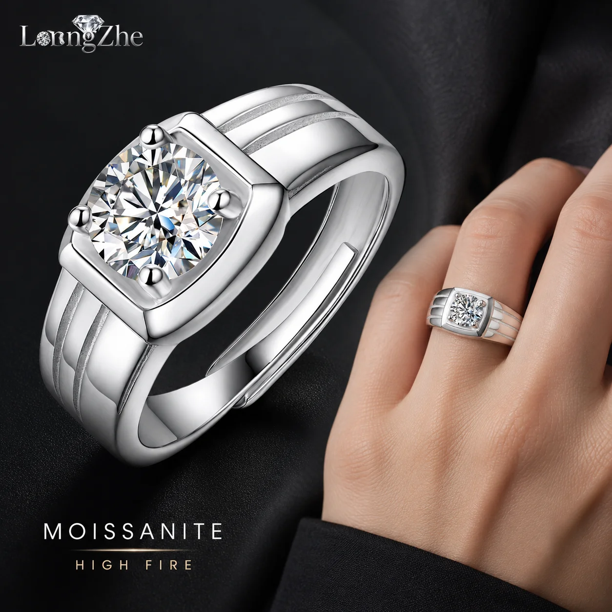 LongZhe Moissanite Ring Silver 925 Ring for Men 1CT 6.5mm Round Cut Adjustable Mens Ring 925 Sterling Silver Fine Jewelry Gift
LongZhe Moissanite Ring Silver 925 Ring for Men 1CT 6.5mm Round Cut Adjustable Mens Ring 925 Sterling Silver Fine Jewelry Gift