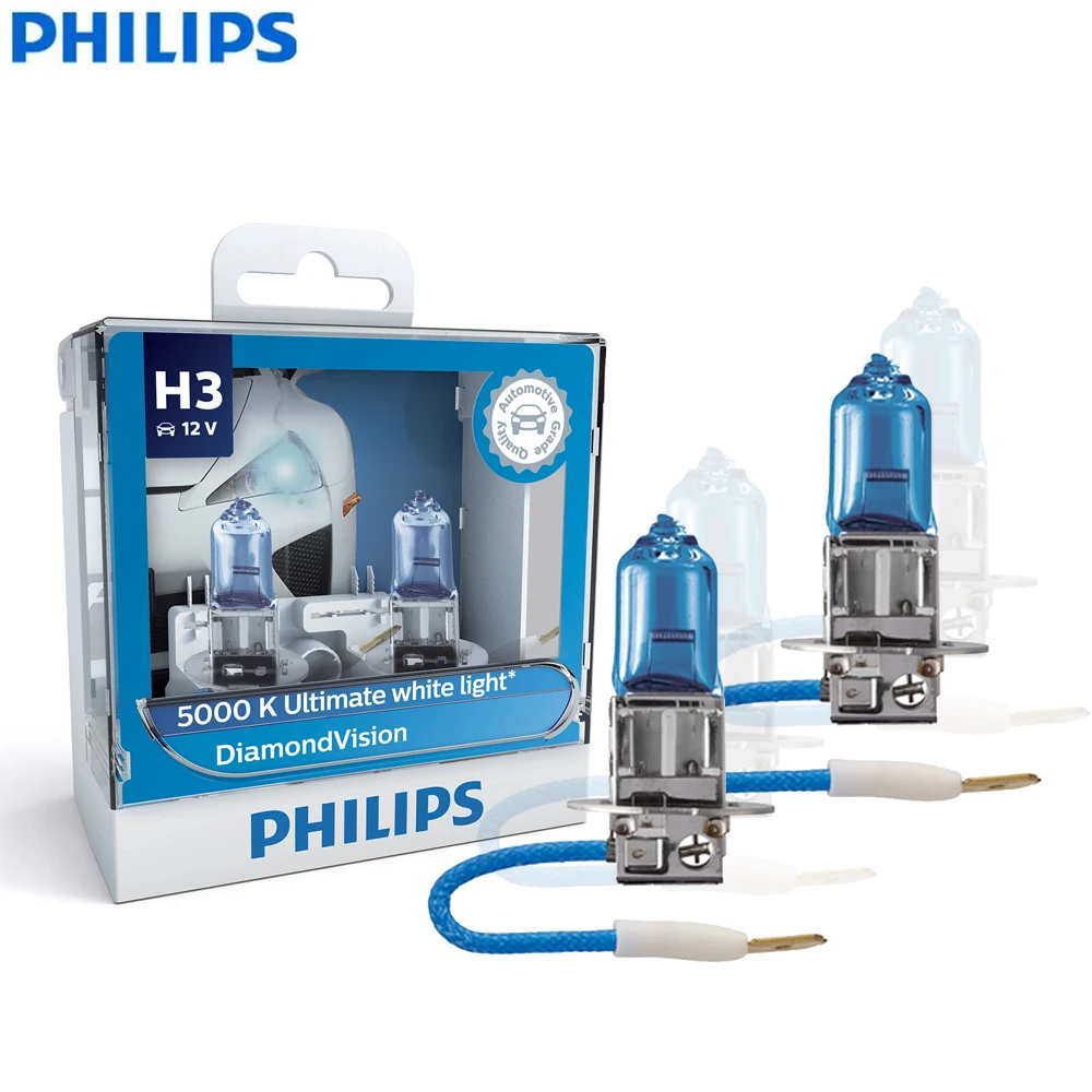 Philips Diamond Vision H3 12V 60W 5000K Cool White Car Halogen Head Bulbs Auto Lamps Front Fog Lights 12336DVS2 (Twin Pack)
Philips Diamond Vision H3 12V 60W 5000K Cool White Car Halogen Head Bulbs Auto Lamps Front Fog Lights 12336DVS2 (Twin Pack)