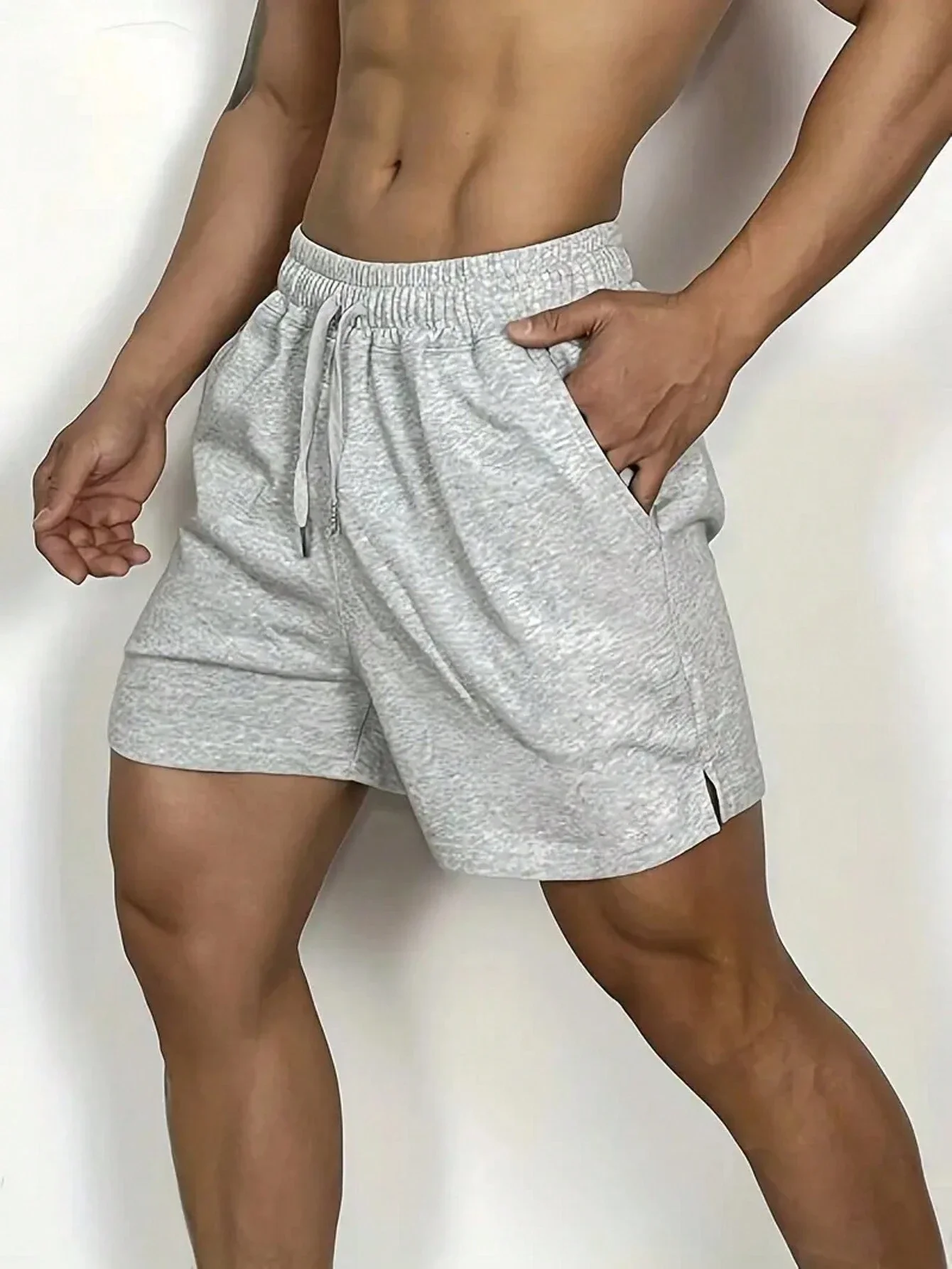 Men's Light Grey Casual Sport Shorts With Drawstring Waist And Pockets
Men's Light Grey Casual Sport Shorts With Drawstring Waist And Pockets