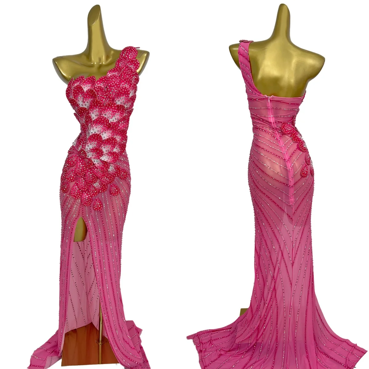 High-end Elegant Ladies Evening Gown One shoulder High Side Slits Long Dress Sexy Women Sheer Mesh Pink Prom Dress Fenhuaduo
High-end Elegant Ladies Evening Gown One shoulder High Side Slits Long Dress Sexy Women Sheer Mesh Pink Prom Dress Fenhuaduo
