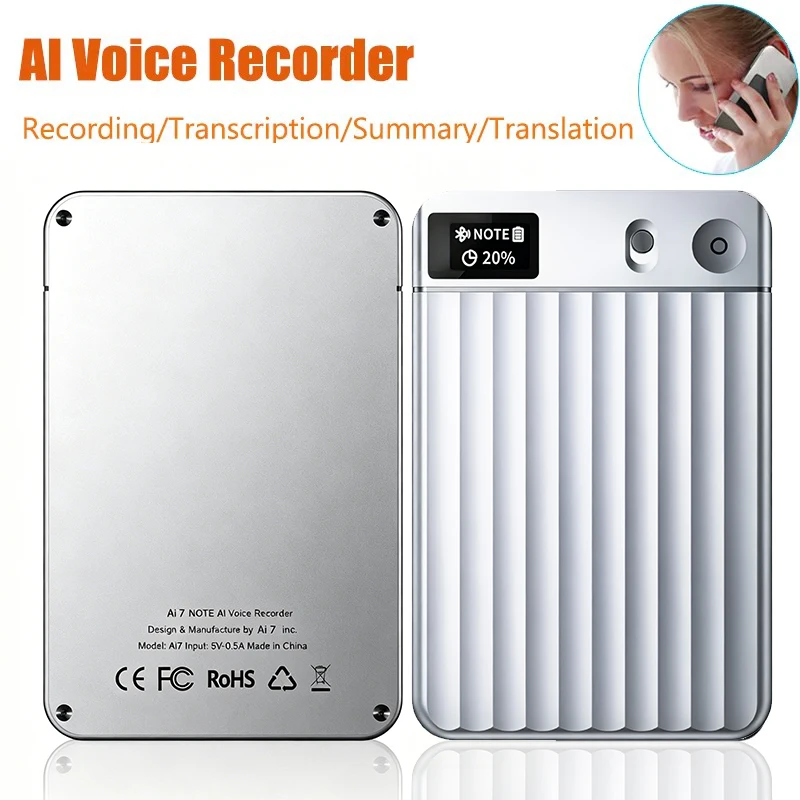 AI7 AI Voice Recorder AI Note Taking Device for Meeting Lecture Call Recording AI Transcription Summarization 550mAh Big Battery
AI7 AI Voice Recorder AI Note Taking Device for Meeting Lecture Call Recording AI Transcription Summarization 550mAh Big Battery