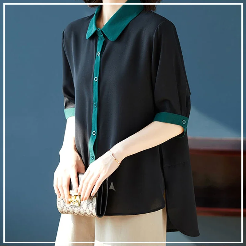 2024 New Summer Temperament Commuting Simple Casual Loose Plus Oversize Fashionable Color Blocking Collar Short Sleeved Shirt
2024 New Summer Temperament Commuting Simple Casual Loose Plus Oversize Fashionable Color Blocking Collar Short Sleeved Shirt