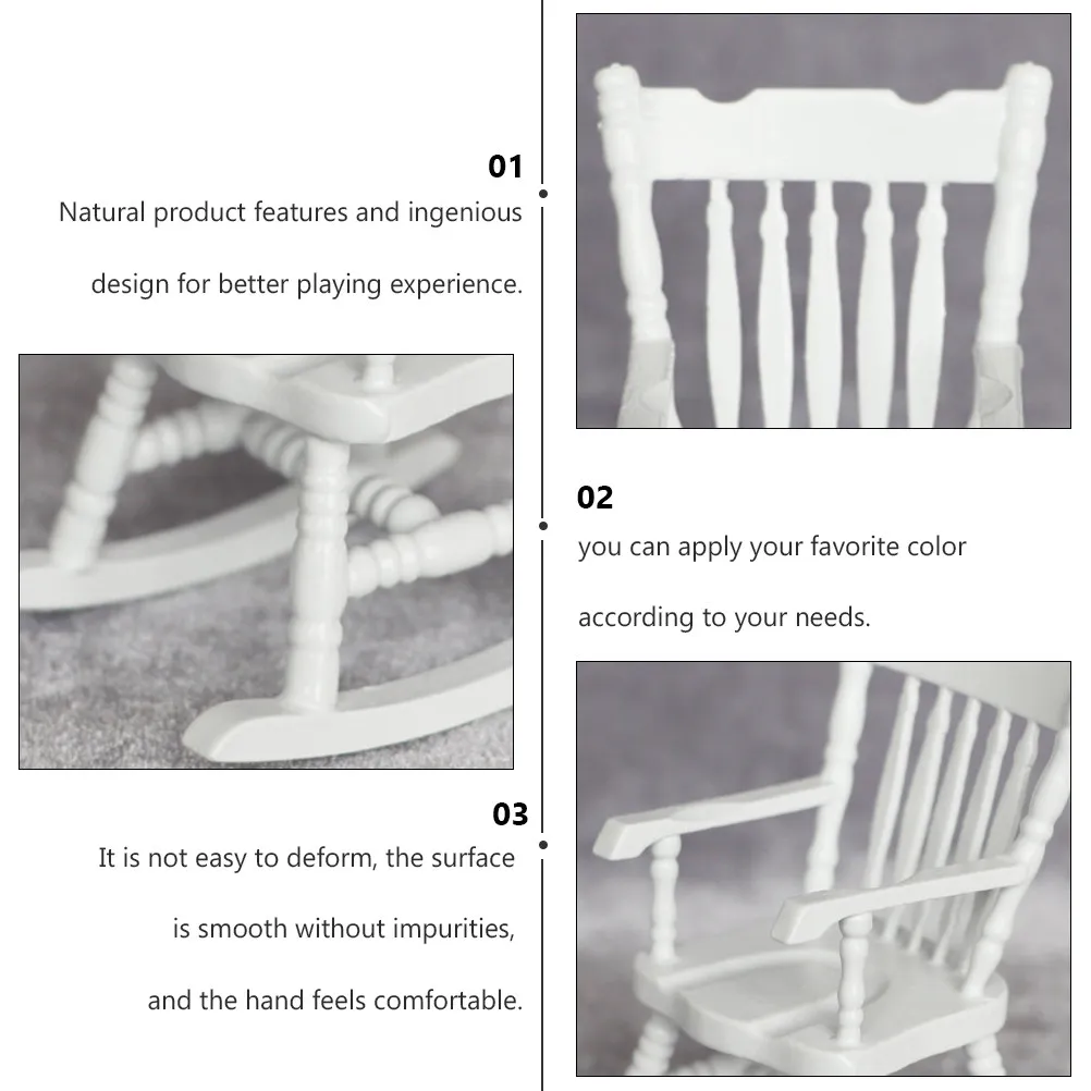 1Pcs Mini White Rocking Chair 1:12 Scale Small Furniture Accessory for Dollhouse Decoration Miniature Home Supplies
1Pcs Mini White Rocking Chair 1:12 Scale Small Furniture Accessory for Dollhouse Decoration Miniature Home Supplies
