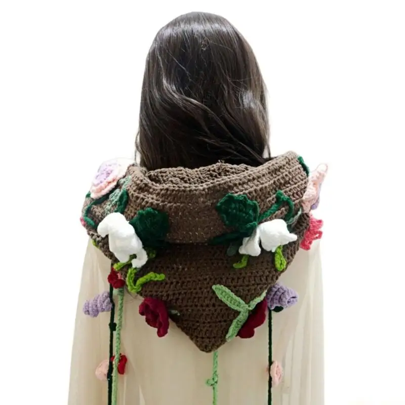 31BF Floral Crochet Capelet Hat Handmade Winter Hooded Headgear Knitting Scarf with Tassels for Women Outdoor Activity
31BF Floral Crochet Capelet Hat Handmade Winter Hooded Headgear Knitting Scarf with Tassels for Women Outdoor Activity