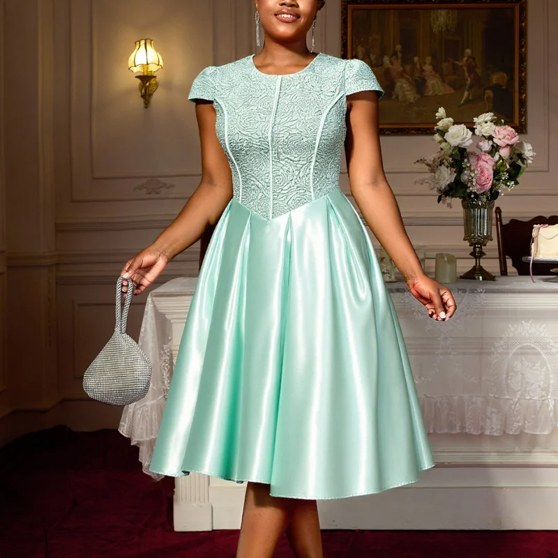 Summer Dresses Rose Jacquard Women New Round Neck Bridesmaid Clothing Bow Tie Elegant Party Light Green A-line Ladies stitching
Summer Dresses Rose Jacquard Women New Round Neck Bridesmaid Clothing Bow Tie Elegant Party Light Green A-line Ladies stitching