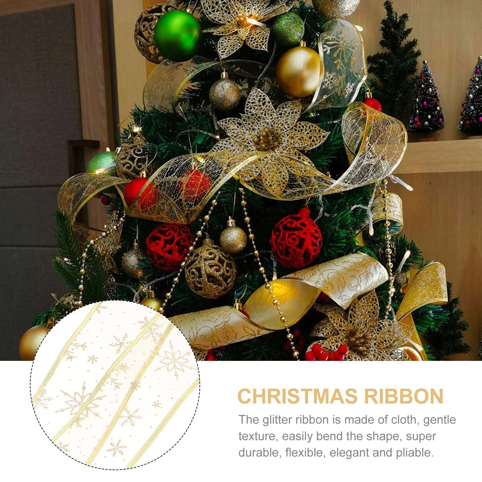 2 Pcs Gold Fan Band Decorative Christmas Decoration Ribbon Snowflake Wrapping Snowflakes Twine 
2 Pcs Gold Fan Band Decorative Christmas Decoration Ribbon Snowflake Wrapping Snowflakes Twine
