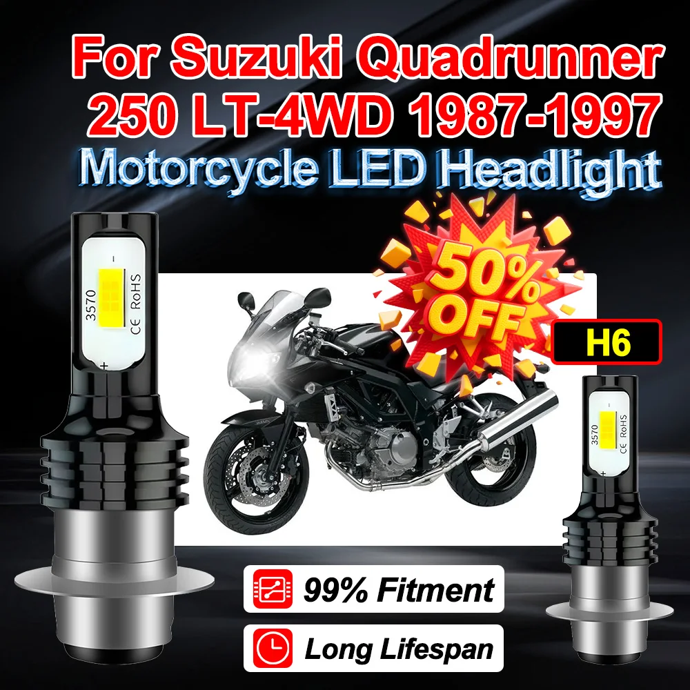 1X 2X H6 For Suzuki Quadrunner 250 LT-4WD 1987 1988 1989 1990 1991 1992 1993 1994 1995 1996 1997 Motorcycle LED Headlight 150W
1X 2X H6 For Suzuki Quadrunner 250 LT-4WD 1987 1988 1989 1990 1991 1992 1993 1994 1995 1996 1997 Motorcycle LED Headlight 150W