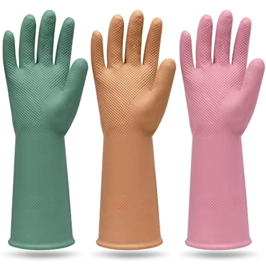 MAMISON 3 Pairs Colorful Reusable Waterproof Household Dishwashing Cleaning Rubber Gloves, Non-Slip Kitchen Glove
MAMISON 3 Pairs Colorful Reusable Waterproof Household Dishwashing Cleaning Rubber Gloves, Non-Slip Kitchen Glove