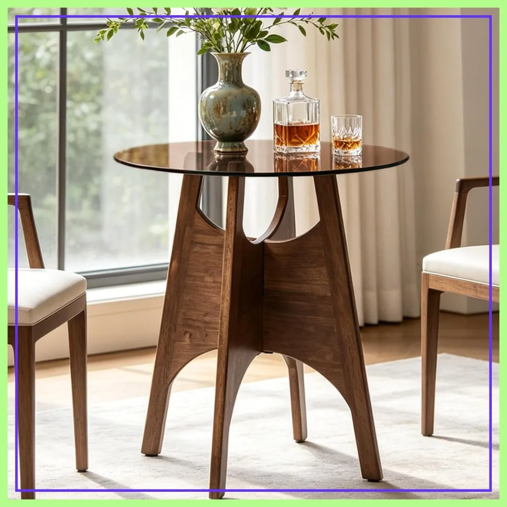 24 inch Round Glass Dining Table for 2, Tempered Glass Top with Oak Tulip Base, Modern Small Kitchen Table for Apartment, Bistro
24 inch Round Glass Dining Table for 2, Tempered Glass Top with Oak Tulip Base, Modern Small Kitchen Table for Apartment, Bistro