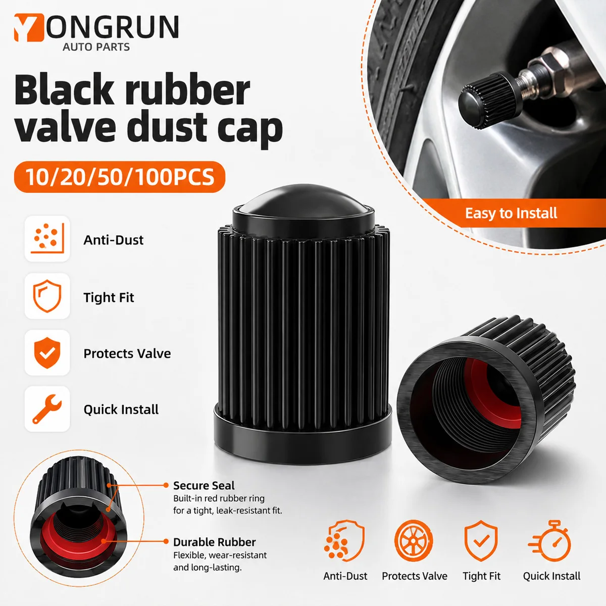 YONGRUN 10/20/50/100pcs Universal Tire Dust Valve Cover Plastic Nozzle Cap Suitable For Cars Suvs Bicycles Motorcycles Trucks
YONGRUN 10/20/50/100pcs Universal Tire Dust Valve Cover Plastic Nozzle Cap Suitable For Cars Suvs Bicycles Motorcycles Trucks