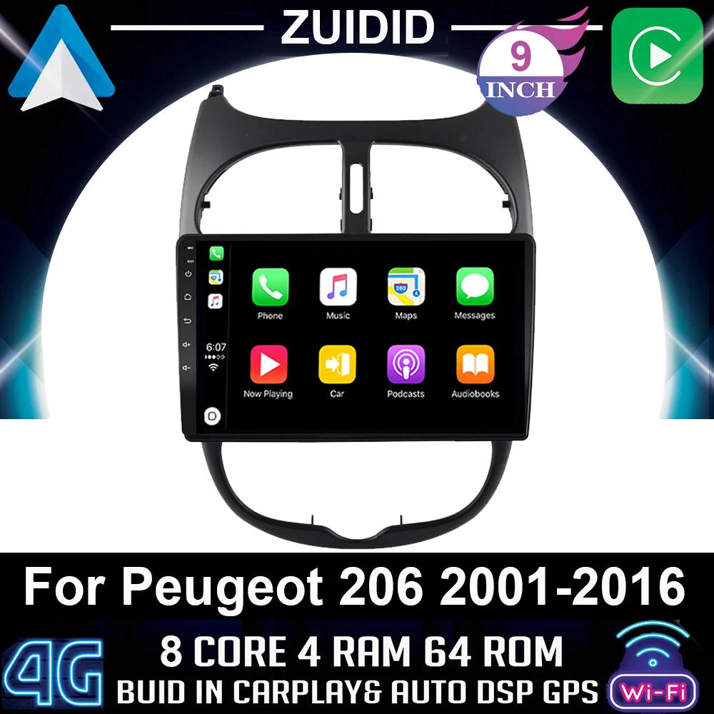 ZUIDID 4G Carplay для Peugeot 206 2001 - 2008 автомобильное радио 2 din android авто мультимедиа GPS трек Carplay 2din DVD Bluetooth WIFI
ZUIDID 4G Carplay для Peugeot 206 2001 - 2008 автомобильное радио 2 din android авто мультимедиа GPS трек Carplay 2din DVD Bluetooth WIFI