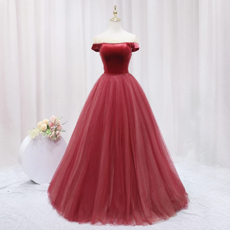 Evening Dress Empire Short Sleeves Luxurious Lace Up Floor-Length Boat Neck A-Line Pleat Tulle New Party Formal Gown Woman B2035
Evening Dress Empire Short Sleeves Luxurious Lace Up Floor-Length Boat Neck A-Line Pleat Tulle New Party Formal Gown Woman B2035