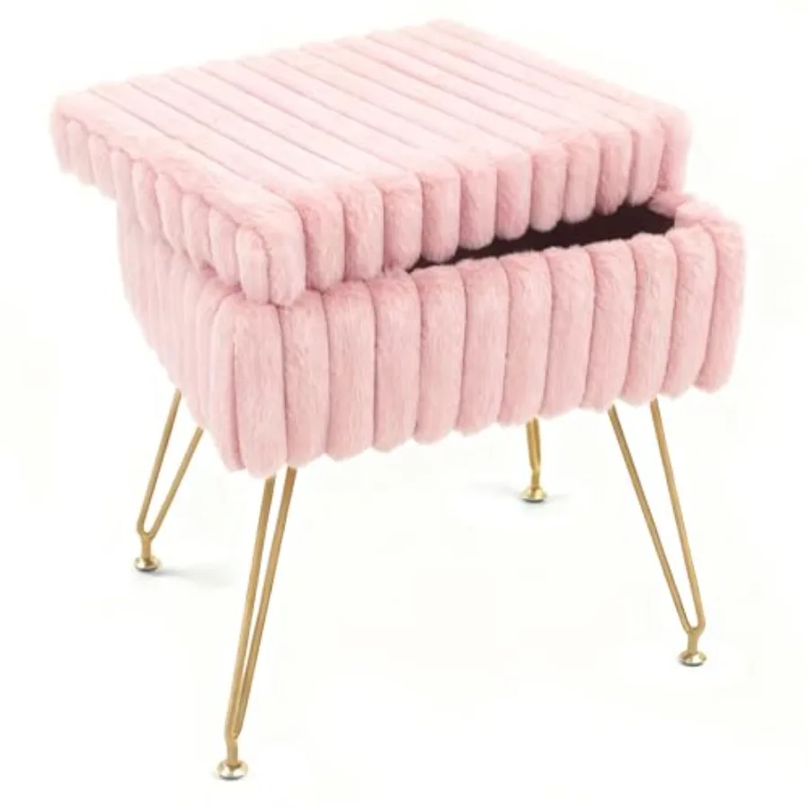 Vanity Stool Chair with Storage Faux Fur Soft Padded Ottoman with Coffee Table Modern Vanity Chair Fluffy Footstool with Metal
Vanity Stool Chair with Storage Faux Fur Soft Padded Ottoman with Coffee Table Modern Vanity Chair Fluffy Footstool with Metal