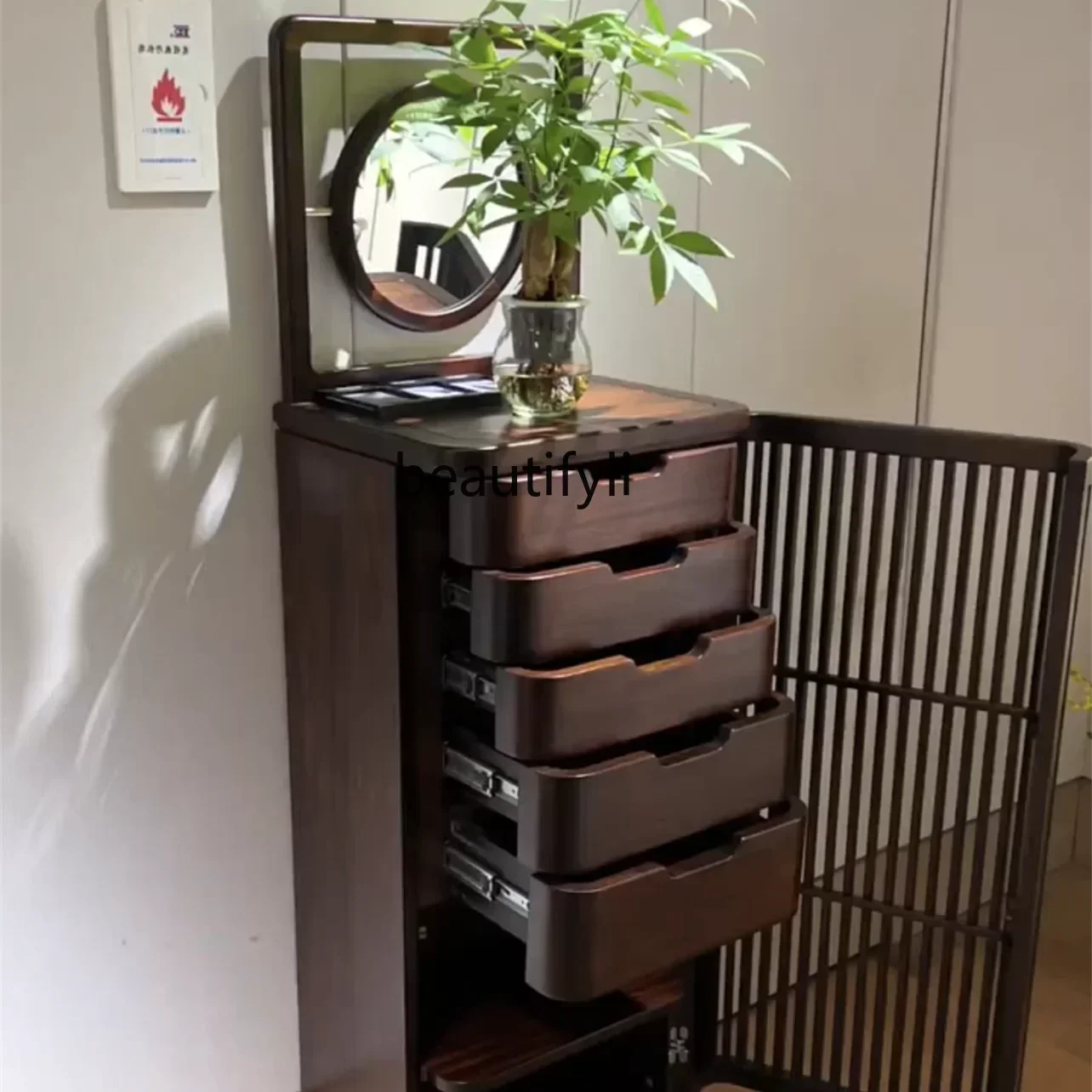 xzxNew Chinese ebony wood chest cabinet solid wood storage side cabinet bedroom light luxury corner cabinet with mirror
xzxNew Chinese ebony wood chest cabinet solid wood storage side cabinet bedroom light luxury corner cabinet with mirror