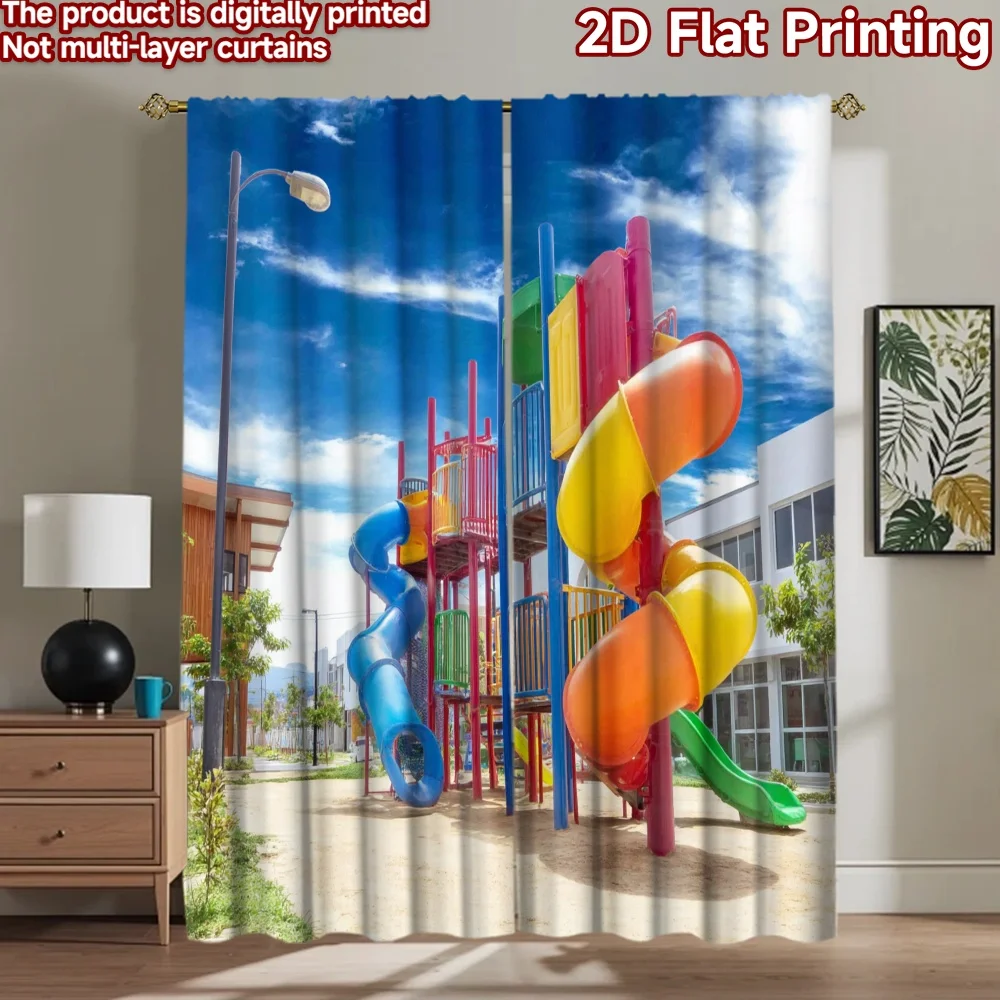 2D flat printing 2pcs Curtain Colorful Playground Slides Sunny Sky Digital Printed Polyester Drapes Festive Wall Decor Use for
2D flat printing 2pcs Curtain Colorful Playground Slides Sunny Sky Digital Printed Polyester Drapes Festive Wall Decor Use for