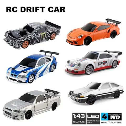 1/43 4WD RC Drift Car 2.4G Mini Racing Remote Control Speed Vehicle RTR Four-wheel Drive High Speed Model Toy for Boys Gift