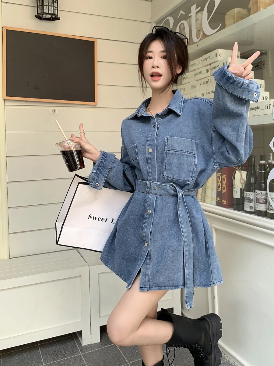 Women's Denim irt Spring Autumn New Sle Mid-Length Streetwear Jaet Loose Design Small-Build Friendly Top
Women's Denim irt Spring Autumn New Sle Mid-Length Streetwear Jaet Loose Design Small-Build Friendly Top