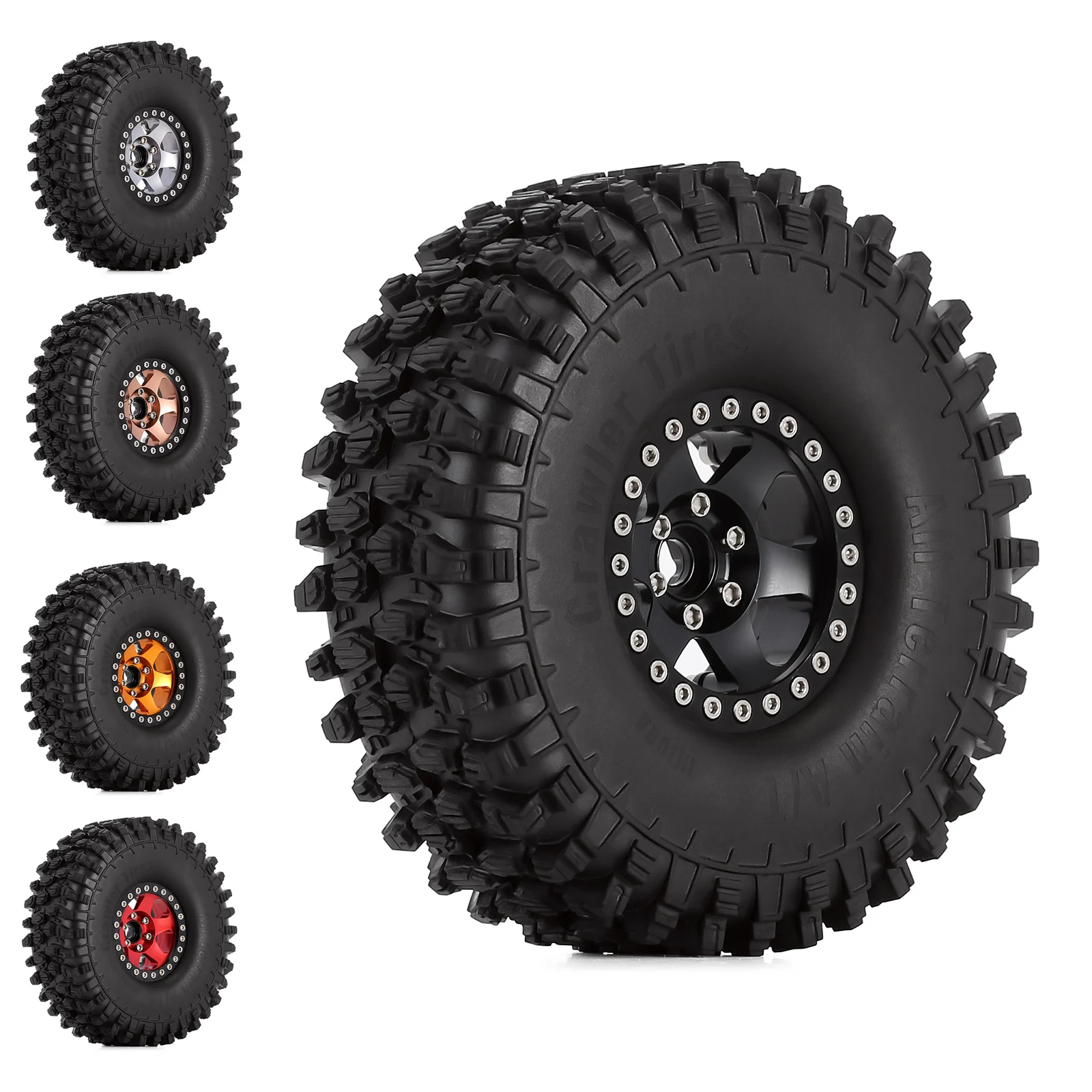 4PCS 1.9" Rubber Tires & Beadlock Wheel Rims 120*42mm for 1:10 RC Rock Crawler Car TRX4 Axial SCX10 90046 Redcat Gen8
4PCS 1.9" Rubber Tires & Beadlock Wheel Rims 120*42mm for 1:10 RC Rock Crawler Car TRX4 Axial SCX10 90046 Redcat Gen8