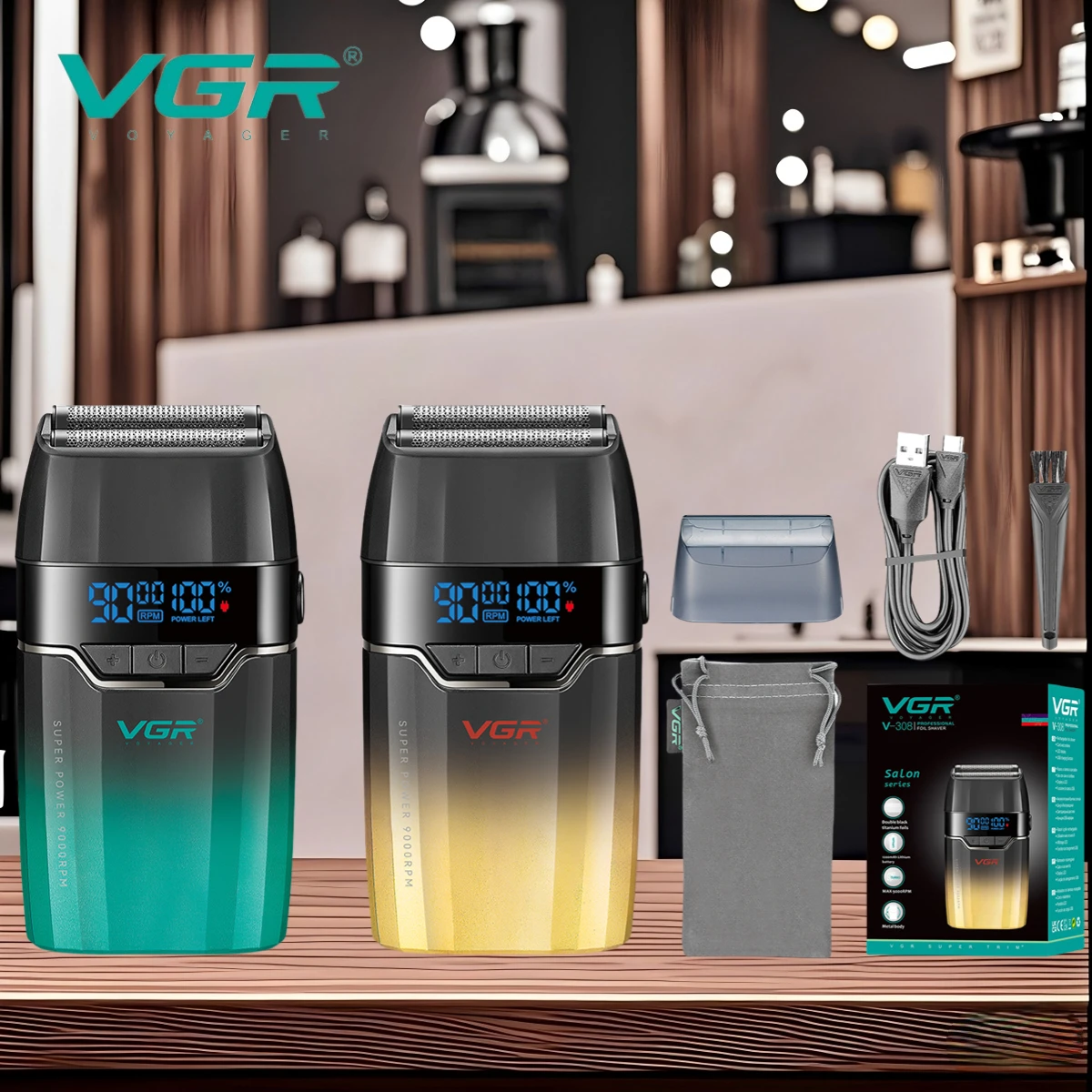 VGR Shaver Professional Beard Trimmer Electric Shaver 9000 RPM Shaving Machine Reciprocating Razor Hair Shaver for Men V-308
VGR Shaver Professional Beard Trimmer Electric Shaver 9000 RPM Shaving Machine Reciprocating Razor Hair Shaver for Men V-308