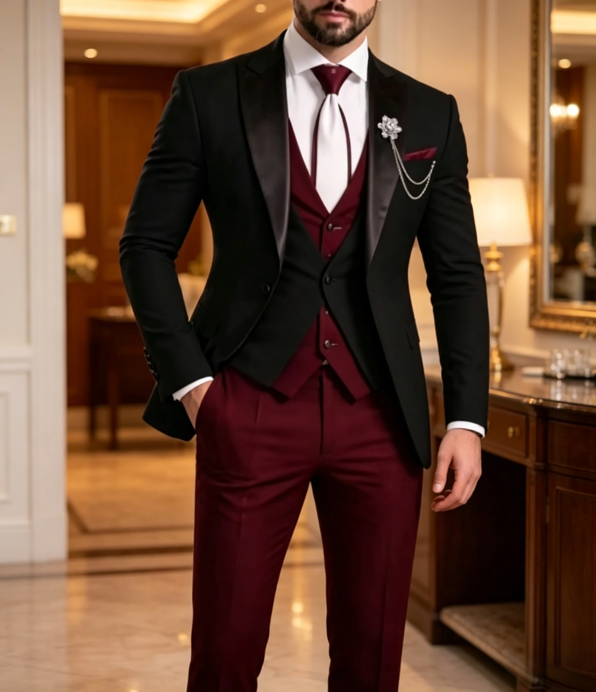 Formal Burgundy And Black Men Suit Wedding Party Groom Groomsman Prom Business Male Tuxedos 3 Piece Set Jacket Vest Pants
Formal Burgundy And Black Men Suit Wedding Party Groom Groomsman Prom Business Male Tuxedos 3 Piece Set Jacket Vest Pants