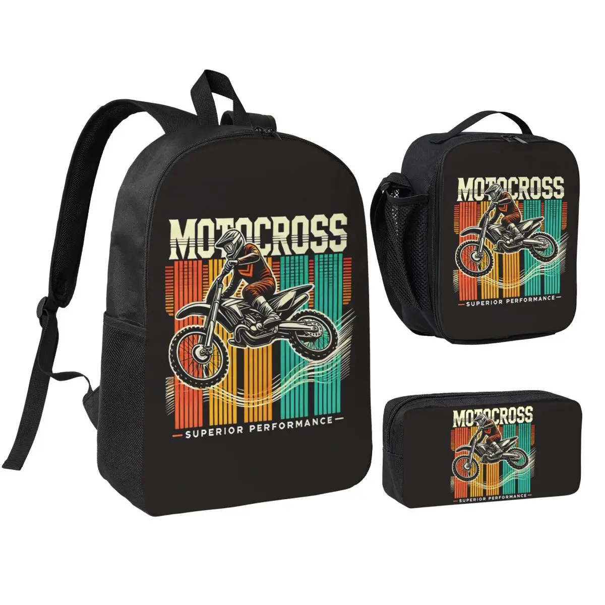 Motocross Dirt Bike Backpack Student BookBag School Bag Shoulder Bags 3ps Insulated Lunch Bag Pencil Case
Motocross Dirt Bike Backpack Student BookBag School Bag Shoulder Bags 3ps Insulated Lunch Bag Pencil Case