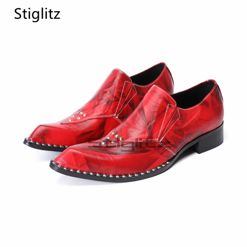Red Genuine Leather Men's Rivet Loafers British Style Low Heel Slip On Party Business Dress Wedding Shoes for Bridegroom
Red Genuine Leather Men's Rivet Loafers British Style Low Heel Slip On Party Business Dress Wedding Shoes for Bridegroom