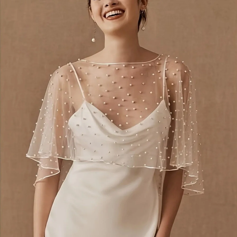 Beaded Bridal Wedding Shawl Handmade Elegant Women Pearl Cape Bolero For Party Birthday Anniversary Dress Accessory
Beaded Bridal Wedding Shawl Handmade Elegant Women Pearl Cape Bolero For Party Birthday Anniversary Dress Accessory
