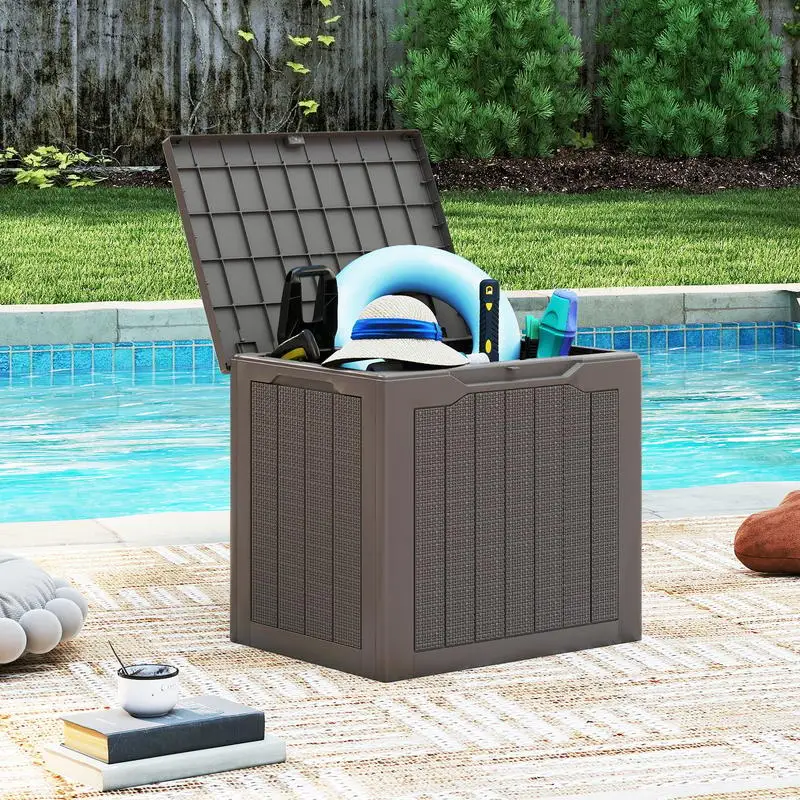 Outdoor Storage Box 25 Gallon Deck Box with Lockable Lid and Wicker-woven Texture-Brown
Outdoor Storage Box 25 Gallon Deck Box with Lockable Lid and Wicker-woven Texture-Brown
