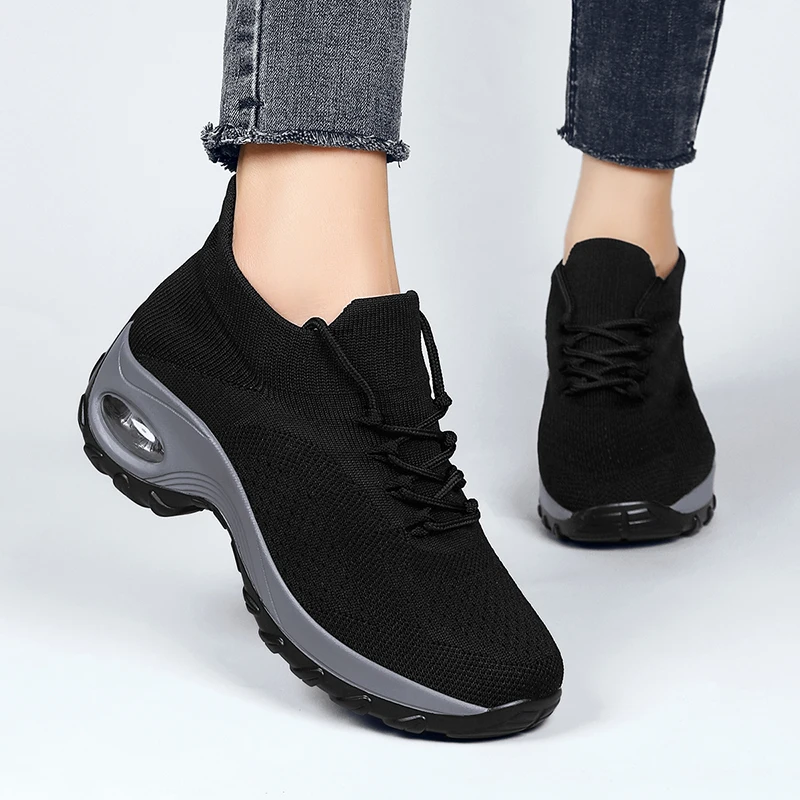 Women Mesh Walking 5CM Heels Shoes Fitness Light Lace-Up Sports Flats Outdoor Breathable Black White Sneakers Size 35-42
Women Mesh Walking 5CM Heels Shoes Fitness Light Lace-Up Sports Flats Outdoor Breathable Black White Sneakers Size 35-42