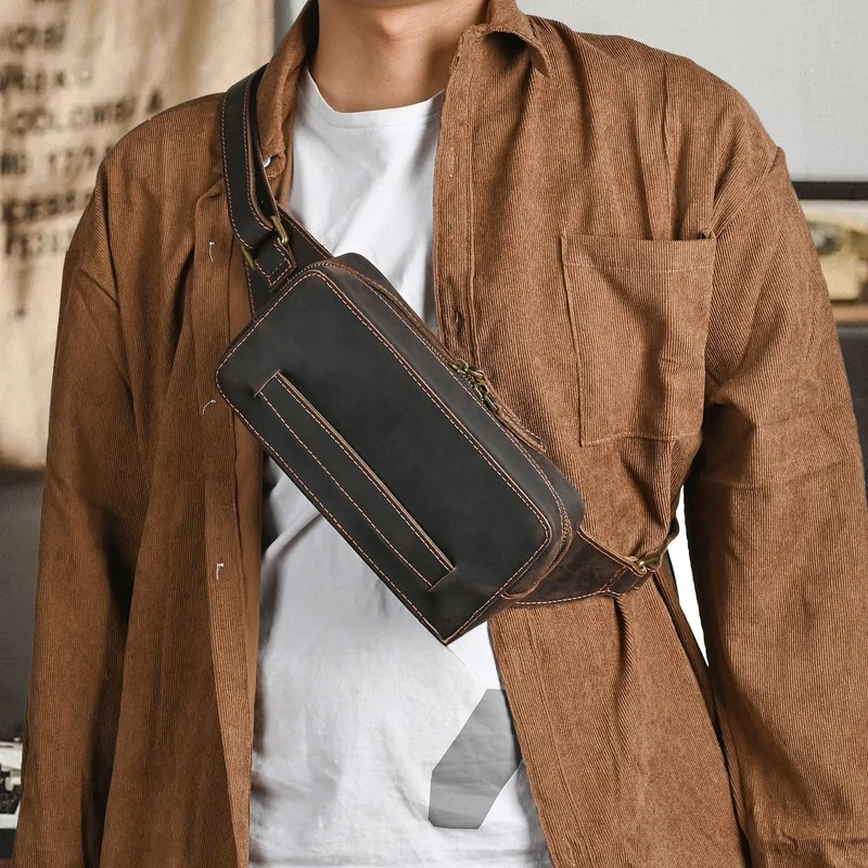Leather Waist Bag Men's Casual Vintage Fashion Top Layer Cowhide Single Shoulder Slant Cross Small Phone Bag Youth Backpack
Leather Waist Bag Men's Casual Vintage Fashion Top Layer Cowhide Single Shoulder Slant Cross Small Phone Bag Youth Backpack