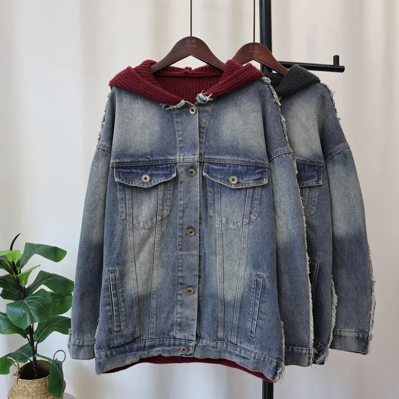 Denim Coats Women Cardigan Hooded Single Breasted Coat Knitted Full Sleeve Elegant Jackets Autumn Winter Casual Loose Sweaters
Denim Coats Women Cardigan Hooded Single Breasted Coat Knitted Full Sleeve Elegant Jackets Autumn Winter Casual Loose Sweaters