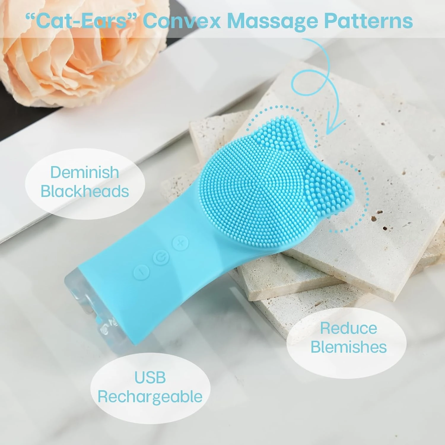 Rechargeable Waterproof MIA Facial Cleansing Brush with Adjustable Sonic Vibration, Soft Silicone Bristles, for Gentle Exfoliati
Rechargeable Waterproof MIA Facial Cleansing Brush with Adjustable Sonic Vibration, Soft Silicone Bristles, for Gentle Exfoliati