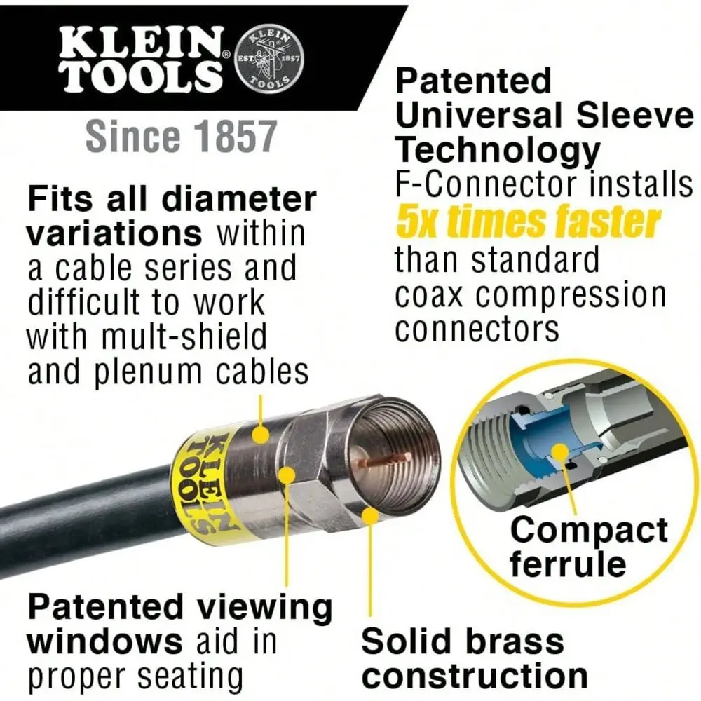 Coax Installation Kit With Crimp Tool, Cable Cutter, Stripper And F Connectwith Storage Bag
Coax Installation Kit With Crimp Tool, Cable Cutter, Stripper And F Connectwith Storage Bag