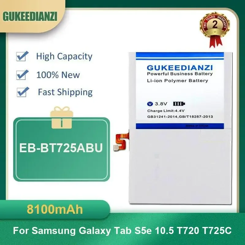 8100 мАч EB-BT725ABU Аккумулятор для планшета Samsung Galaxy Tab S5e 10,5 T720 T725C Высокая емкость
8100 мАч EB-BT725ABU Аккумулятор для планшета Samsung Galaxy Tab S5e 10,5 T720 T725C Высокая емкость